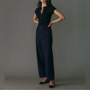 Doen NWT Solene Wide Leg Navy Blue Pants Size 8